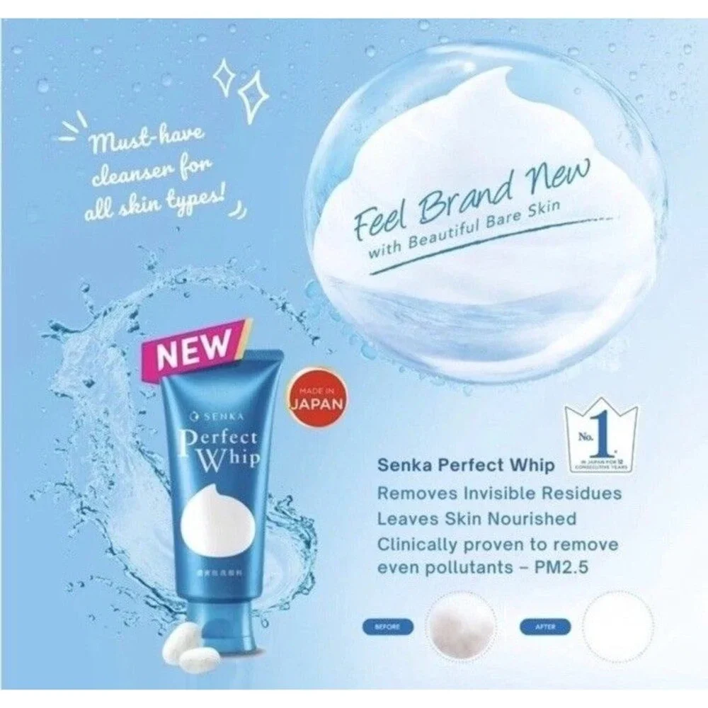 Shiseido SENKA Perfect Whip Face Wash Facial Cleansing Foam 120g - Made in Japan